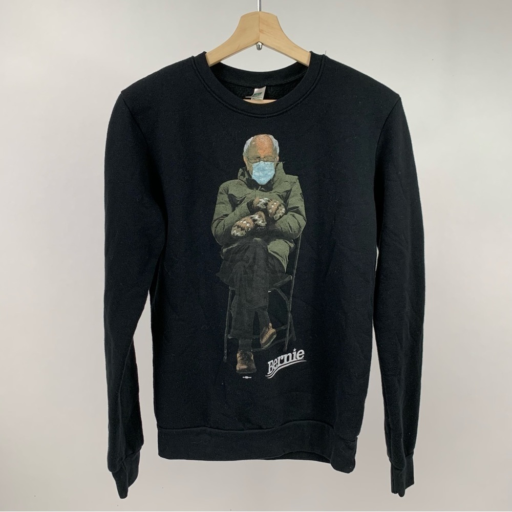 Bernie Sanders Print Rare Long Sleeve Sweater Small S